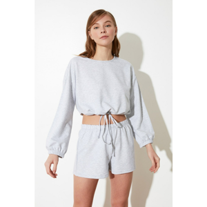 Trendyol Grey Fastened Knitted Pyjama Set