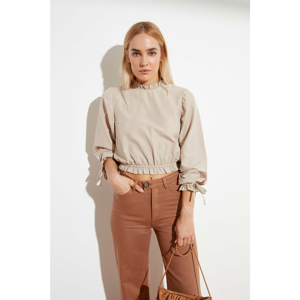 Trendyol Stone Upright Collar Blouse