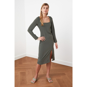 Trendyol Green Square Collar Sleath Detail Dress