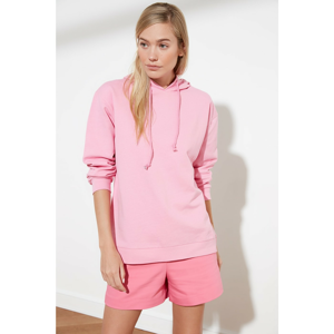 Trendyol Pink Oversize Printed Knitted Sweatshirt