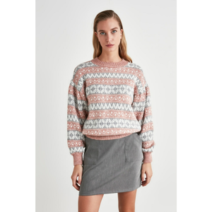 Trendyol Pink Jacquin Knitwear Sweater