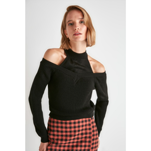 Trendyol Black Cut Out Detailed Knitwear Sweater