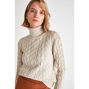 Trendyol Stone Knitted Detailed Bosphorus Knitwear Sweater