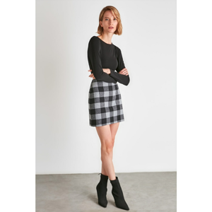 Trendyol Black Plaid Skirt