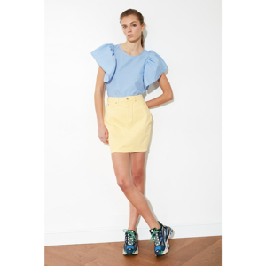 Trendyol Yellow Piece Paint Denim Skirt