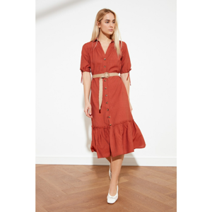 Trendyol Tile Belt Shirt Dress