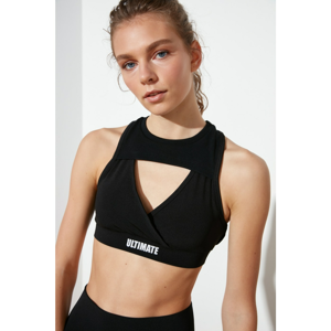Trendyol Black Backed Cut Out Detailed Printed Sports Bra