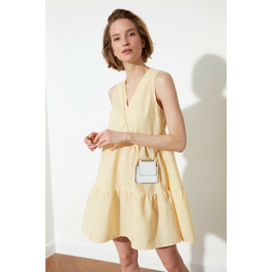 Trendyol Yellow Striped Flywheel Dress