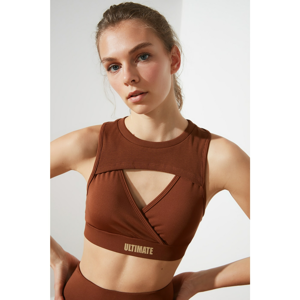 Trendyol Brown Supported Cut Out Detailed Printed Sports Bra