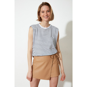 Trendyol White Striped Vatka Basic Knitted T-Shirt