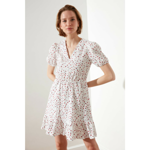 Trendyol White Flywheel Floral Patterned Dress