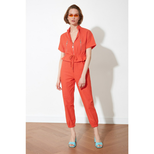 Trendyol Orange Zipper Detailed Overalls