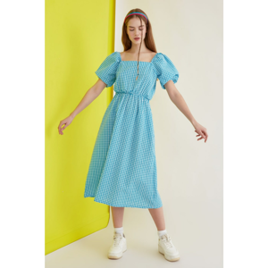 Trendyol Blue Square Balloon Sleeve Dress