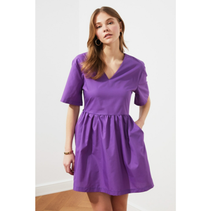 Trendyol Purple Pocket V-Neck Dress