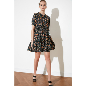 Trendyol Black Floral Flywheel Dress