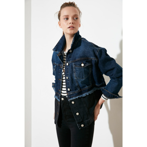 Trendyol Blue Black Block Tassel Denim Jacket