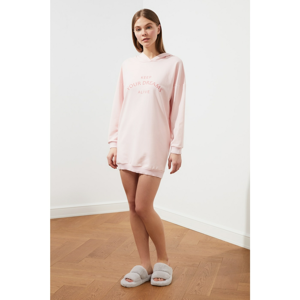 Trendyol Powder Slogan Hooded Dress