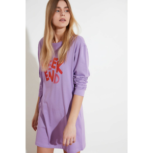 Trendyol Knitted Dress with Lila Slogan