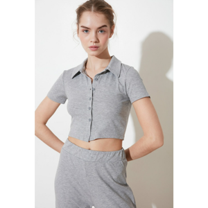 Trendyol Grey Polo Neck Wick Knitted Blouse