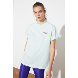 Trendyol Mint Boyfriend Font Printed Sports T-Shirt