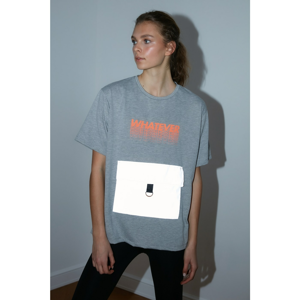 Trendyol Gray Reflector Detailed Boyfriend Sports T-Shirt