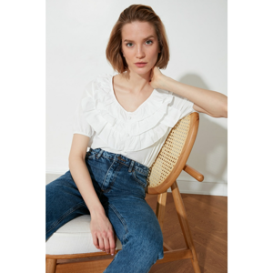 Trendyol Ekru Frilled Blouse