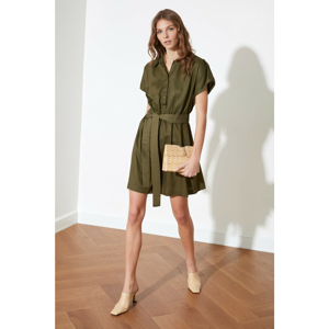 Trendyol Haki Belt Shirt Dress