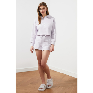 Trendyol Lila Print Knitted Pyjama Set