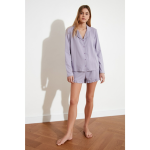 Trendyol Lilac Ruffle Detailed Knitted Pajamas Set