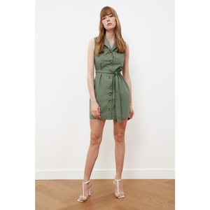 Trendyol Haki Belt Button Dress