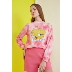 Trendyol Pink Tweety Licensed Printed Batik Knitted Sweatshirt