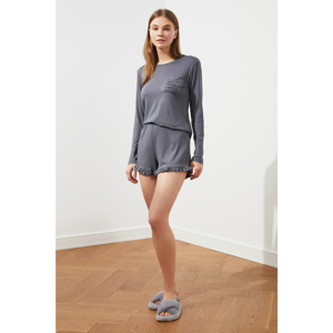 Trendyol Grey Print knitted pajama set