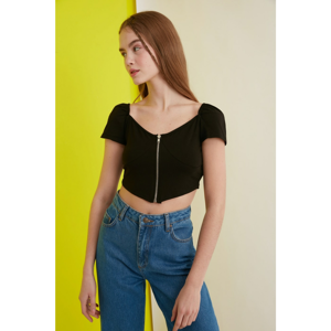 Trendyol Black Zip Knitted Blouse