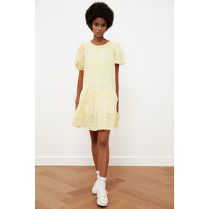 Yellow plaid loose dress Trendyol - Women