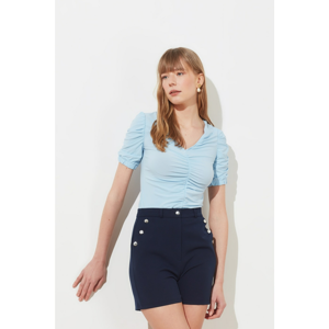 Trendyol Blue Pucker Knitted Blouse