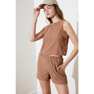 Trendyol Camel Bicycle Collar Knitted Bottom-Top Suit