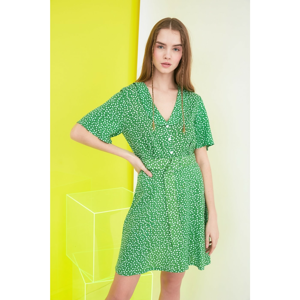 Trendyol Green Belt Patterned Dress