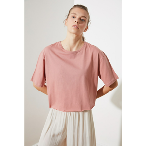 Trendyol Rose Dry Loose Crop Knitted T-Shirt