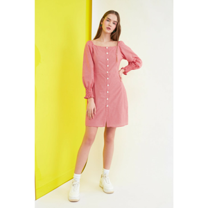 Trendyol Red Square Collar Buttoned Dress