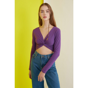 Trendyol Purple Knot Detailed Knitted Blouse