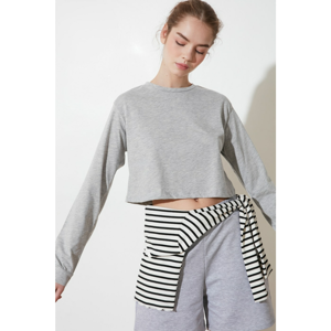 Trendyol Gray Crop Knitted T-Shirt