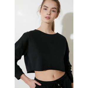 Trendyol Black Crop Knitted Sweatshirt