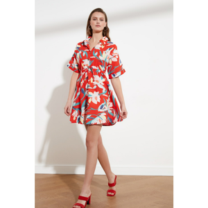 Trendyol Red Shirt Collar Dress