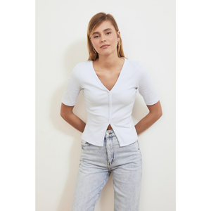 Trendyol Wicked Knitted Blouse WITH Light Blue Button Detail
