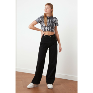 Trendyol Anthracite Tie Dye Crop Knitted Blouse