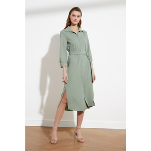 Trendyol Mint BeltEd Shirt Dress