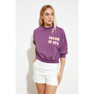 Trendyol Purple Upright Collar Embroidered Knitted Sweatshirt Sweatshirt