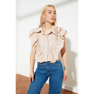 Trendyol Stone Ruffed Shirt