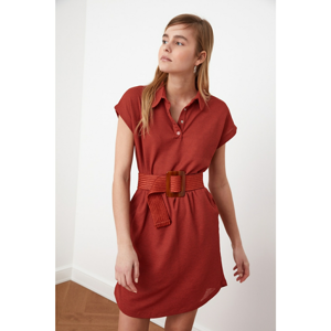 Trendyol Cinnamon Button Knitted Dress