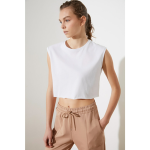 Trendyol White Sleeveless Crop Knitted T-Shirt